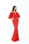 Tarik Ediz - 93671 Lace Bat Sleeve Illusion Bateau Trumpet Dress In Red
