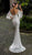 Tarik Ediz - 93671 Lace Bat Sleeve Illusion Bateau Trumpet Dress In White