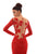 Tarik Ediz - 93672 Floral Embroidered Long Sleeve Mermaid Dress In Red
