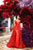 Tarik Ediz - 93673 Floral Lace Illusion Bateau Dress With Overskirt In Red