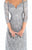 Tarik Ediz - 93677 Illusion Quarter Sleeve Jewel Adorned Sheath Gown In Silver