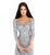 Tarik Ediz - 93677 Illusion Quarter Sleeve Jewel Adorned Sheath Gown In Silver