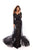 Tarik Ediz - 93685 Floral Lace Long Sleeves Gown with Overskirt In Black