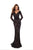 Tarik Ediz - 93685 Floral Lace Long Sleeves Gown with Overskirt In Black