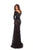 Tarik Ediz - 93685 Floral Lace Long Sleeves Gown with Overskirt In Black