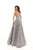 Tarik Ediz - 93688 Plunging Scalloped Lace A-Line Gown In Silver