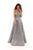 Tarik Ediz - 93688 Plunging Scalloped Lace A-Line Gown In Silver