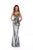Tarik Ediz - 93689 Trailing Floral Appliqued Metallic Sheath Gown