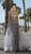 Tarik Ediz - 93693 Floral Lace Strapless Gown with Overskirt In Blue and Gray