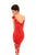 Tarik Ediz - 93695 Floral Embroidered Illusion Bateau Fitted Dress In Red