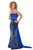 Blush - Strapless Pleated Sequined Long Gown 9370 in Blue and Black