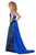 Blush - Strapless Pleated Sequined Long Gown 9370 in Blue and Black