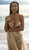 Tarik Ediz - 93701 Sequined Stars Deep V-neck Dress With Overskirt In White and Gold