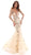 Tarik Ediz - 93702 Sequined Lace Mermaid Dress With Train In White and Gold