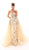 Tarik Ediz - 93703 Sequined Star Sheath Dress With Overskirt In White and Gold