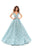 Tarik Ediz - 93706 Lace Embroidered Pleated Ballgown In Blue