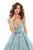 Tarik Ediz - 93706 Lace Embroidered Pleated Ballgown In Blue
