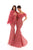 Tarik Ediz - 93708 Lace Illusion/Deep V-neck Dress With Feather Boa