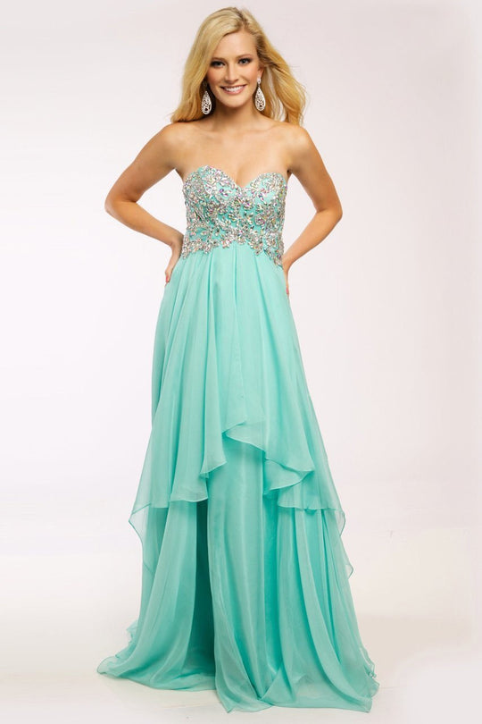 JVN93709 Strapless Jewel Inlaid Chiffon Gown