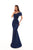 Tarik Ediz - 93709 Ruched Jacquard Trumpet Dress With Overskirt