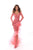 Tarik Ediz - 93716 Floral Lace V-Neck Ruffled Evening Dress In Pink