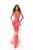 Tarik Ediz - Floral Lace V-Neck Ruffled Evening Dress 93716 In Pink