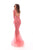 Tarik Ediz - 93716 Floral Lace V-Neck Ruffled Evening Dress In Pink