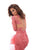 Tarik Ediz - 93716 Floral Lace V-Neck Ruffled Evening Dress In Pink
