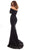 Tarik Ediz - 93718 Off-Shoulder Trumpet Dress With Second Lace Layer In Black
