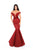 Tarik Ediz - 93724 Lace Accented Plunging Off-Shoulder Mermaid Dress