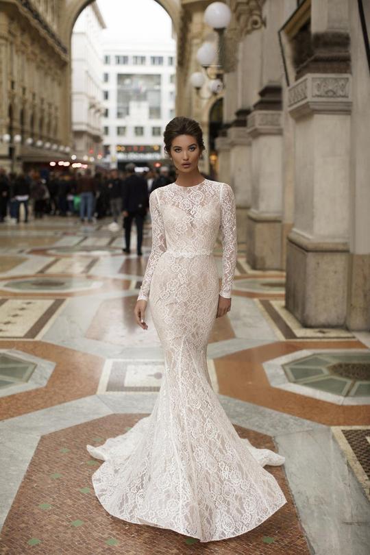 Tarik Ediz - 93728 Lace Applique Jewel Neck Mermaid Dress