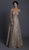 Tarik Ediz - 93739 Floral Lace Illusion Neck A-line Dress In Gold