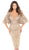 Tarik Ediz - Floral Lace Bat Sleeve Sheath Dress 93740 In Gold
