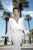 Tarik Ediz - 93742 Embellished Deep V-neck Trumpet Dress In White