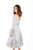 Tarik Ediz - 93753 Long Sleeves Plunging V-Neck Tea Length Dress In Blue and Gray