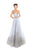 Tarik Ediz - 93755 Illusion Off-Shoulder A-Line Evening Gown In Blue and Gray