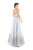 Tarik Ediz - 93755 Illusion Off-Shoulder A-Line Evening Gown In Blue and Gray