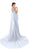 Tarik Ediz - 93757 Lace Embroidered Trumpet Dress With Cape-like Train In Blue
