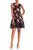 Donna Ricco - DR50925 Floral Printed V-neck Scuba A-line Dress In Black and Red