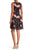 Donna Ricco - DR50925 Floral Printed V-neck Scuba A-line Dress In Black and Red