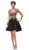 Dancing Queen - 9384 Sleeveless Gold Lace Bodice V-Neck Cocktail Dress