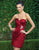 Alexia Designs - 938 Embellished Pleated Sweetheart Sheath Dress In Red