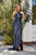 Tadashi Shoji - Metallic Halter Neckline Long Dress In Blue