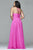 9397 Long flare chiffon v-neck with lace-up back