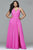9397 Long flare chiffon v-neck with lace-up back