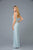 Scala - 48961 Sequined Scoop Sheath Dress With Slit In Blue