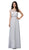 Dancing Queen - 9400 Illusion Neckline Beaded Belt A-Line Dress In White