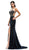 Dancing Queen - 9406 Jeweled Sheer Neck Prom Dress In Black