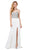 Dancing Queen - 9406 Jeweled Sheer Neck Prom Dress In White