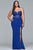 Faviana - Long jersey evening dress with sequin bodice 9412 in Blue